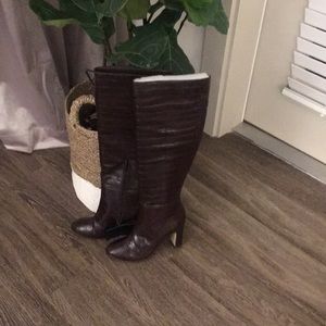 Vegan crocodile knee high winter dressy boot